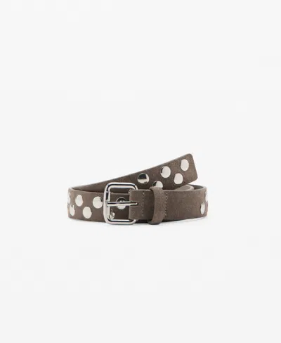 Mango Studded Suede Belt In Brown