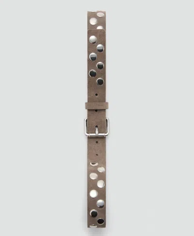 Mango Studded Suede Belt In Brown
