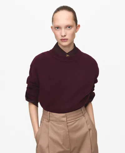 Mango Medium-knit Sweater In Burgundy