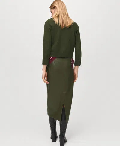 Mango Perkins-neck Sweater With Button In Green