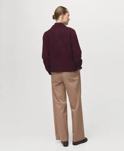 Mango Medium-knit Sweater In Burgundy