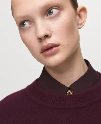 Mango Medium-knit Sweater In Burgundy