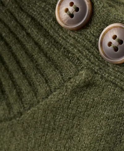 Mango Perkins-neck Sweater With Button In Green