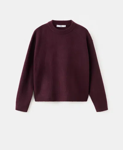Mango Medium-knit Sweater In Burgundy