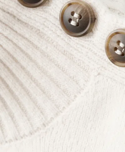 Mango Perkins-neck Sweater With Button Ecru In White