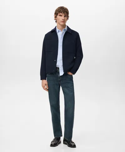 Mango Men's Pockets Wool-blend Jacket In Blue