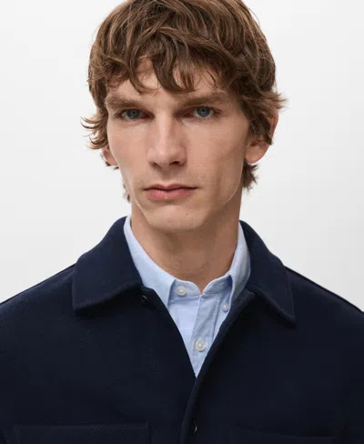 Mango Men's Pockets Wool-blend Jacket In Blue