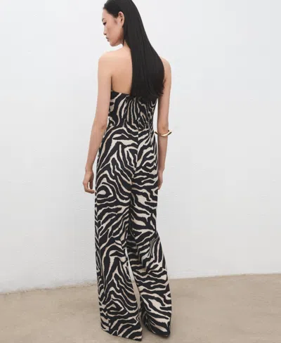 Mango Strapless Jumpsuit In Gray