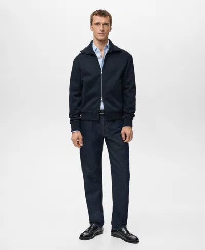 Mango Men's Zip Sweatshirt In Blue