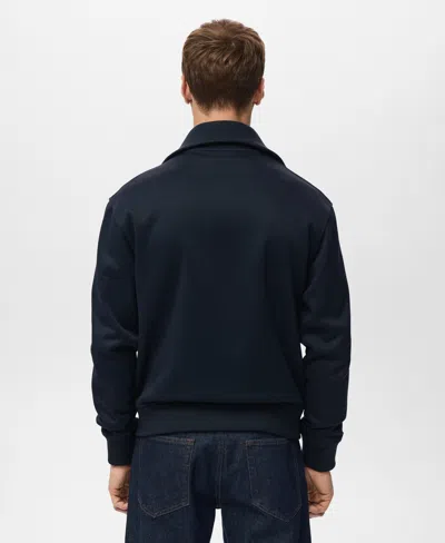 Mango Men's Zip Sweatshirt In Blue
