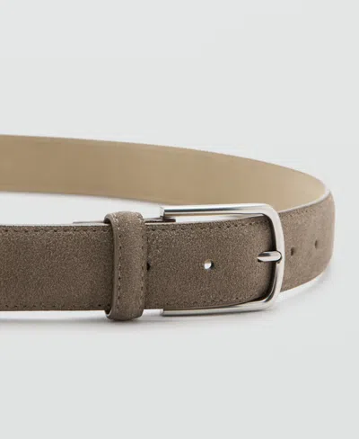Mango Men's Thin Suede Leather Belt In Brown