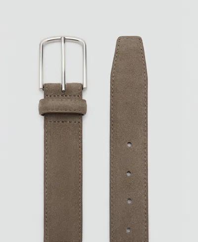 Mango Men's Thin Suede Leather Belt In Brown