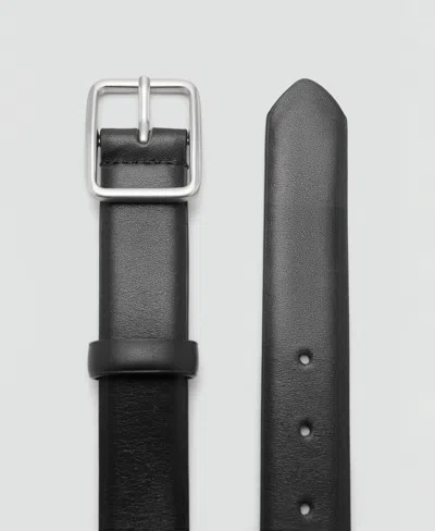 Mango Men's Leather Belt In Black
