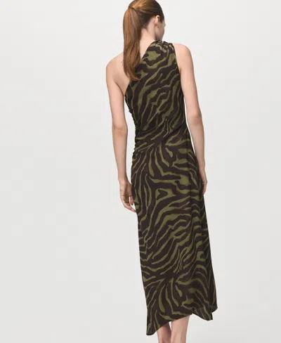 Mango Printed One-shoulder Midi Dress In Multi