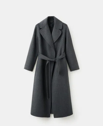 Mango Belted Wool Blend Coat In Gray