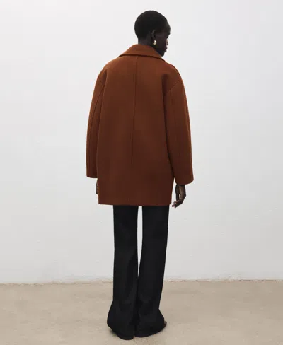 Mango Wool Blend Coat In Brown