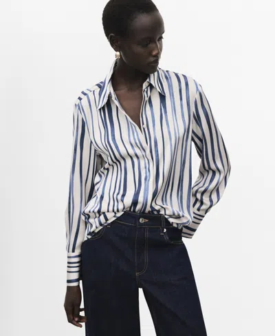 Mango Stripe Satin Button-up Shirt In Multi