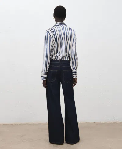 Mango Stripe Satin Button-up Shirt In Multi