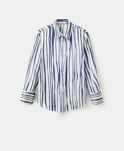 Mango Stripe Satin Button-up Shirt In Multi