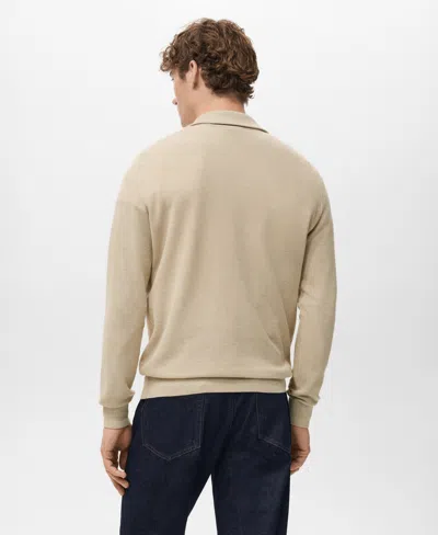 Mango Men's Zipper Collar Microstructure Sweater In Neutral