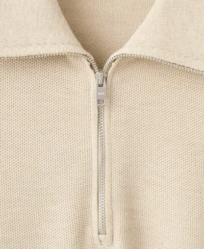 Mango Men's Zipper Collar Microstructure Sweater In Neutral