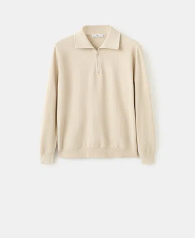 Mango Men's Zipper Collar Microstructure Sweater In Neutral