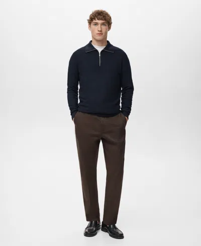 Mango Men's Zipper Collar Microstructure Sweater In Black