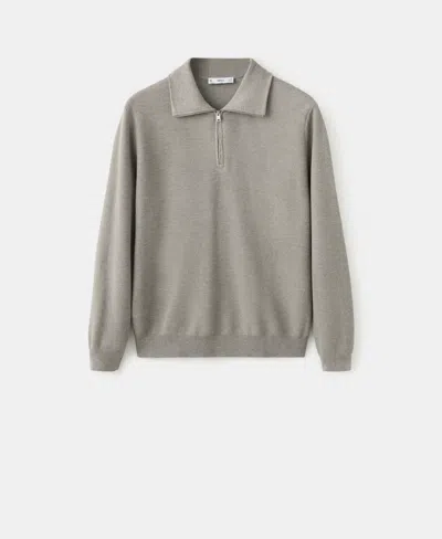 Mango Men's Zipper Collar Microstructure Sweater In Gray