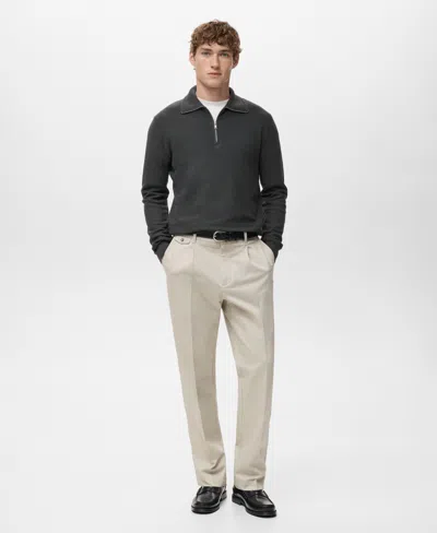 Mango Men's Zipper Collar Microstructure Sweater In Gray