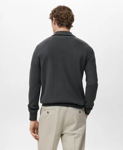 Mango Men's Zipper Collar Microstructure Sweater In Gray