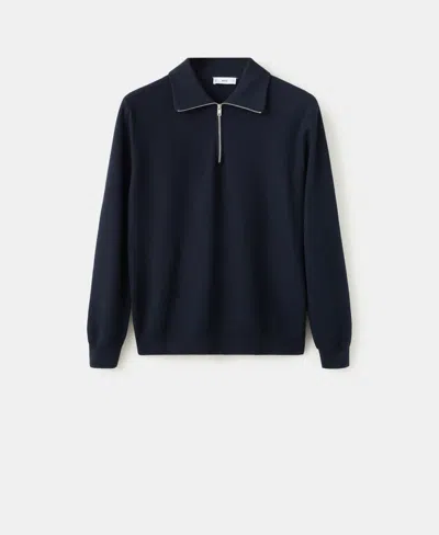 Mango Men's Zipper Collar Microstructure Sweater In Black