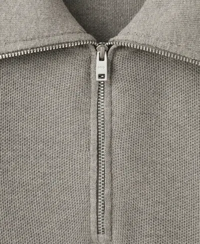 Mango Men's Zipper Collar Microstructure Sweater In Gray