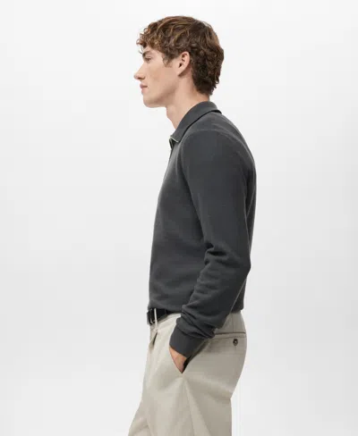 Mango Men's Zipper Collar Microstructure Sweater In Gray