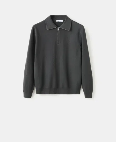 Mango Men's Zipper Collar Microstructure Sweater In Gray