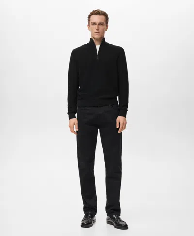 Mango Men's Cotton Structured Sweater In Black