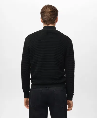 Mango Men's Cotton Structured Sweater In Black