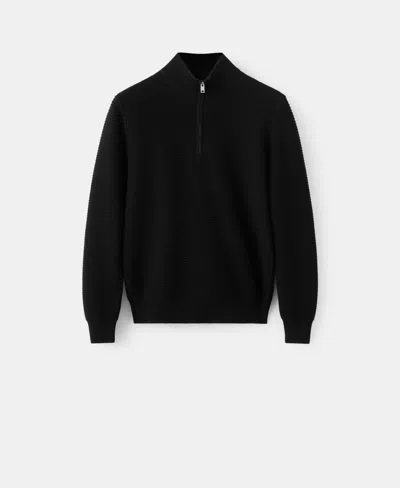 Mango Men's Cotton Structured Sweater In Black