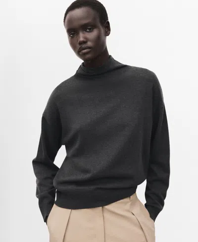 Mango Draped Turtleneck Sweater In Gray