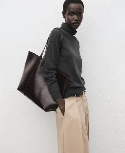 Mango Draped Turtleneck Sweater In Gray