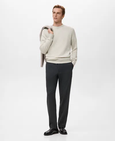 Mango Men's Structured Wool-blend Knitted Sweater In Neutral