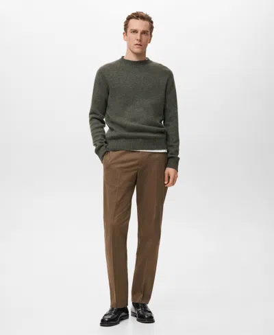 Mango Men's Structured Wool-blend Knitted Sweater In Green