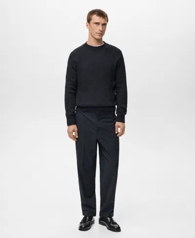 Mango Men's Structured Wool-blend Knitted Sweater In Blue