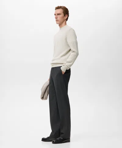 Mango Men's Structured Wool-blend Knitted Sweater In Neutral