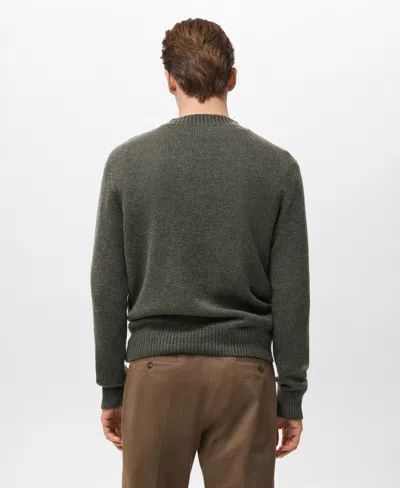 Mango Men's Structured Wool-blend Knitted Sweater In Green