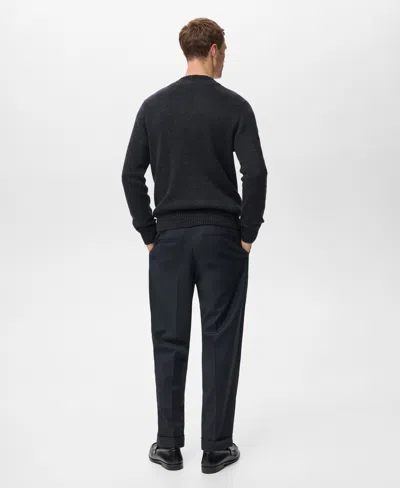 Mango Men's Structured Wool-blend Knitted Sweater In Blue