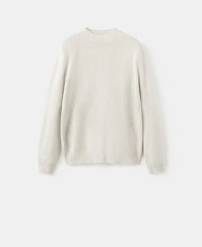Mango Men's Structured Wool-blend Knitted Sweater In Neutral