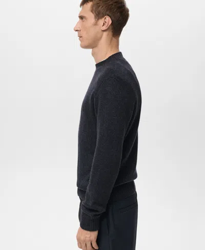Mango Men's Structured Wool-blend Knitted Sweater In Blue