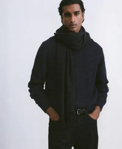 Mango Men's Structured Wool-blend Knitted Sweater In Blue