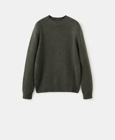 Mango Men's Structured Wool-blend Knitted Sweater In Green