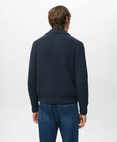 Mango Men's Structured Wool-blend Cardigan In Blue
